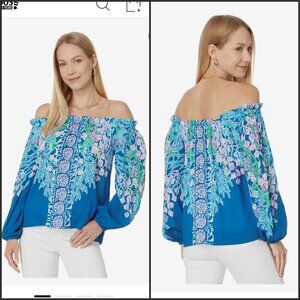 $5 ship! Lilly Pulitzer Long Sleeve Off the Shoulder Top - Like New - Size S